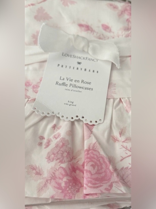 LoveShackFancy Other - LoveShackFancy (2) Pink and White La Vie en Rose Floral Ruffle KING Pillowcases